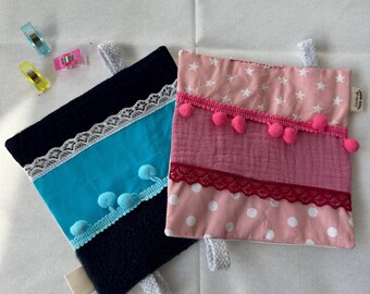Set of 2 - Crinkle Cloth for Babies - Personalizable - Handmade - Sustainable Baby Toy - Sensory Grasping Toy