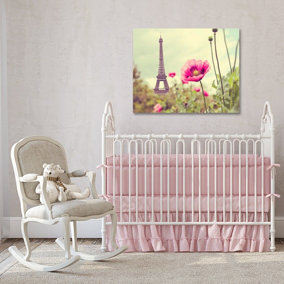Paris Canvas Print Nursery Decor Eiffel Tower Large Canvas Etsy