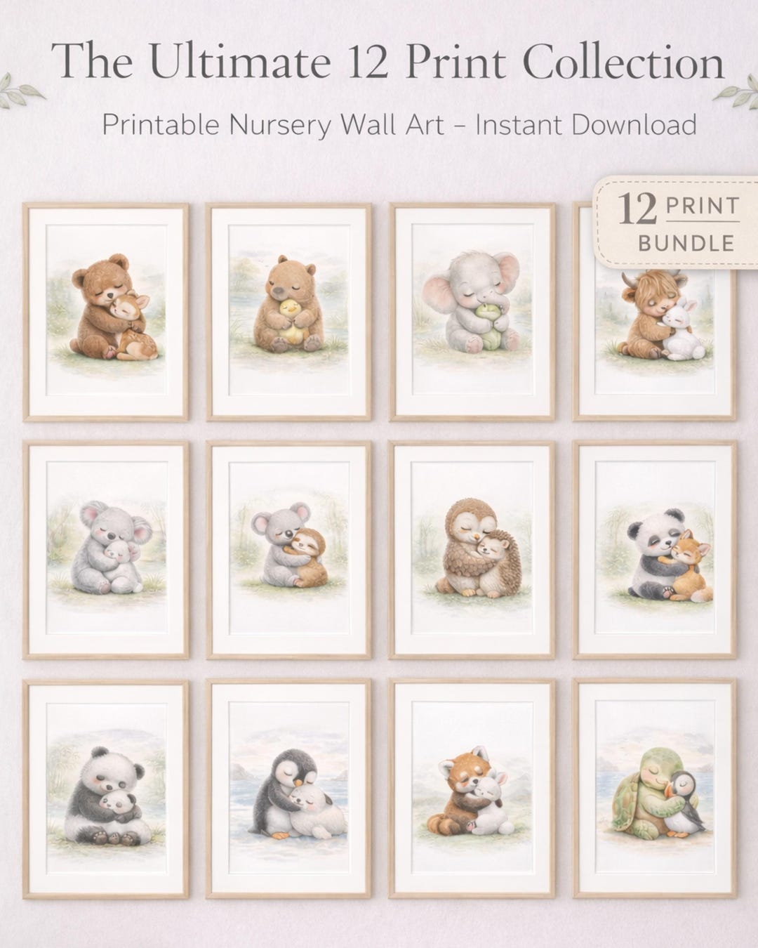 Woodland Animal Nursery Art Set – Watercolor Baby Prints (digital ...