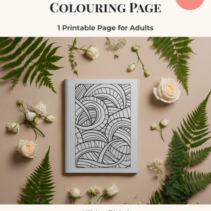 Flow Pattern Single Coloring Page | Abstract Wave Line Art for Relaxation & Creativity