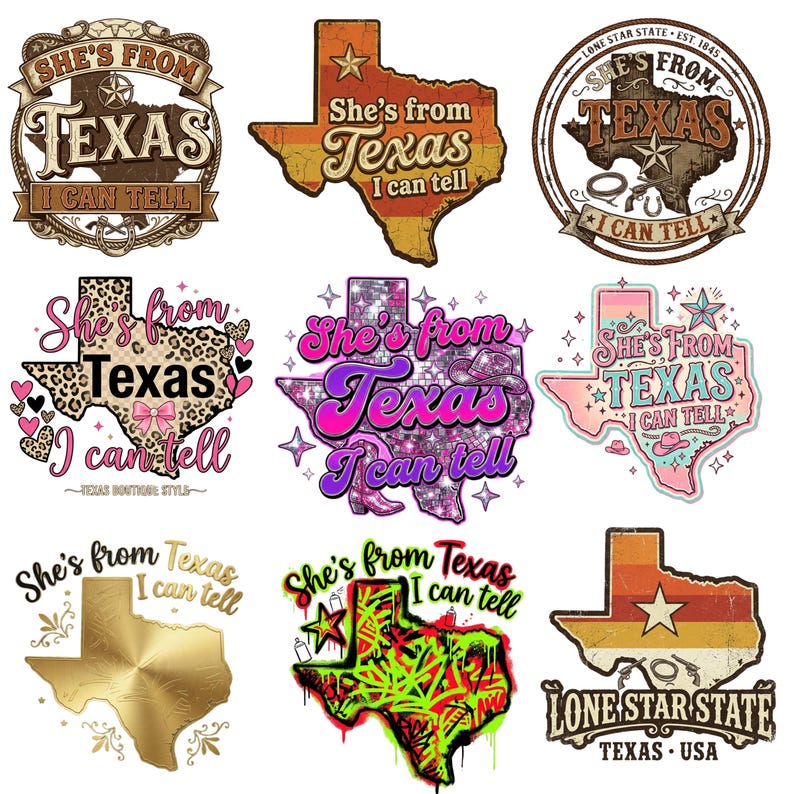 Hon är från Texas PNG-paket | Western Cowgirl Design, Texas självständighetsdag, hooking Texas PNG | Texas State Png Texas Girl (digital nedladdning) bild 1