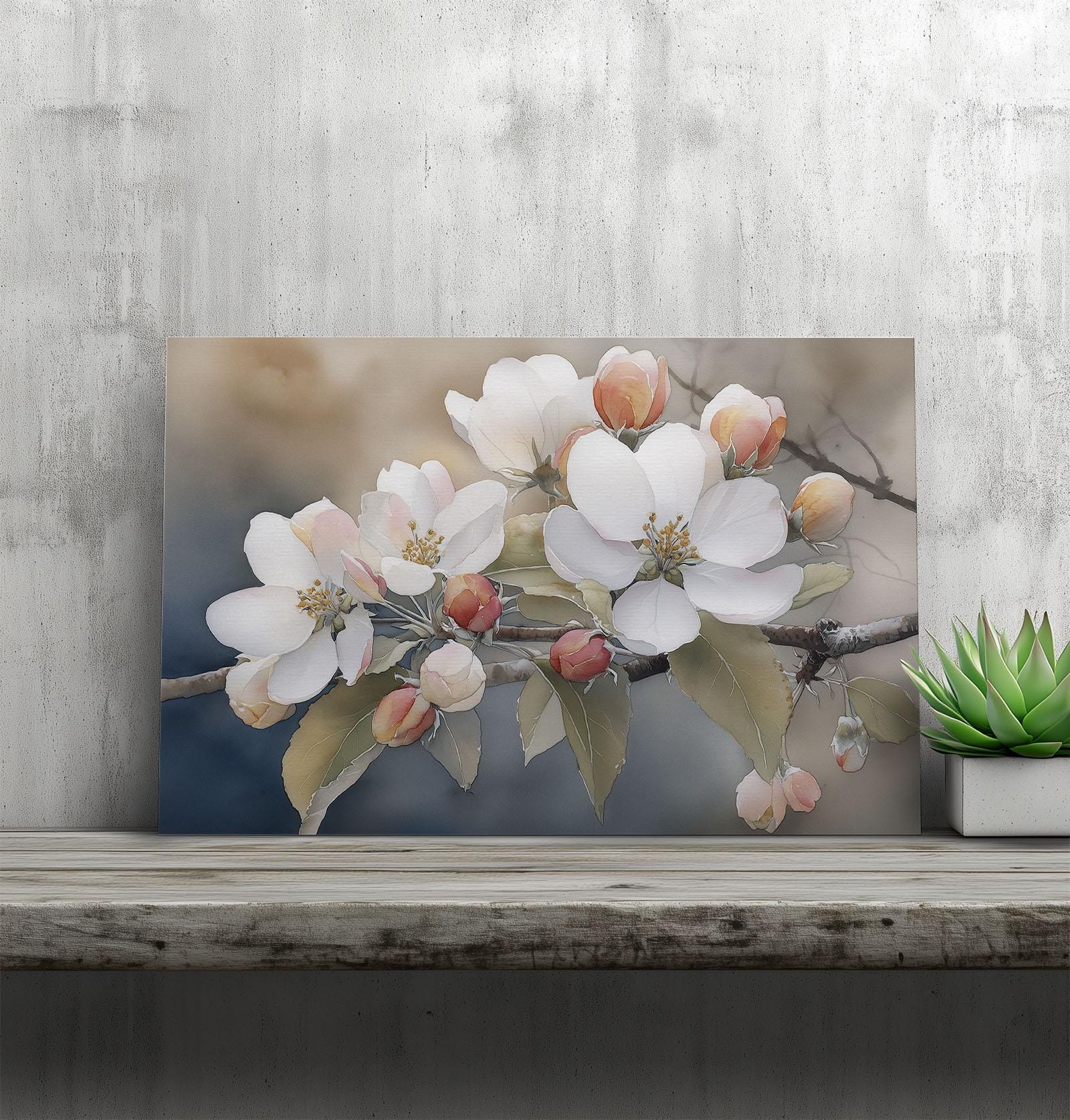 Printable Apple Blossom Wall Art, Watercolor Floral Branch (digital ...