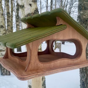 Hand-Carved Wooden Bird Feeder - Luxury Artisan Bird Hause - Unique Outdoor Garden Decor - Solid Wood Wildlife Feeder by Jonas Works