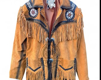 Herren Wildleder Western Cowboyjacke mit Fransen