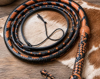 16 Zöpfe Handgefertigte Bullwhip Indy Jones Style aus Rindsleder