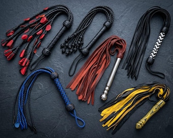 Handmade Leather flogger Thuddy Impact, Leather braided whip Heavy duty BDSM Flogging