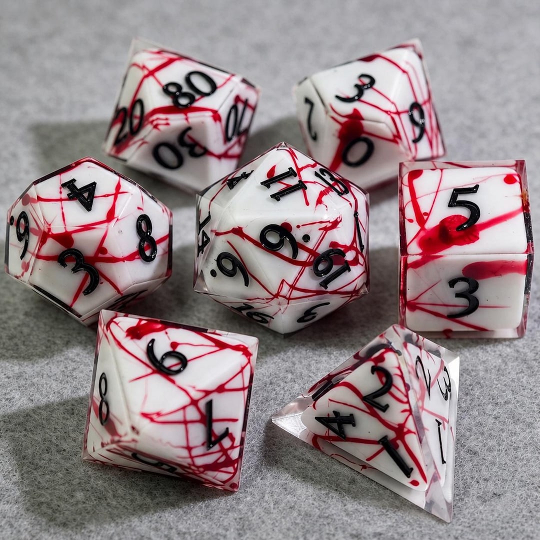 Dnd Blood Rage BLOOD RAGE Dice,spooky Blood Splatter Dice Set,horror Themed TTRPG Dice ...