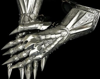Handgefertigte Mittelalterliche Stachelhandschuhe, Gothic Ritter Rüstung Handschuhe, Cosplay Metall Handschutz
