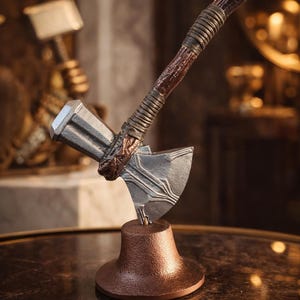 Thor Stormbreaker Axe Replica, Mjolnir Hammer Combo, Marvel Weapon Prop, Avengers Decor, God of Thunder Axe, Handmade Display Collectible