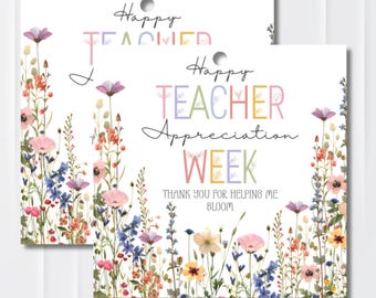 Etiqueta de agradecimiento para profesores de Wildflower: Gracias por ayudarme a florecer (Descarga digital)