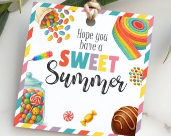 Süße Sommer Süßigkeiten Geschenkanhänger zum Ausdrucken | Ende des Schuljahres-Tag-Klassen-Party