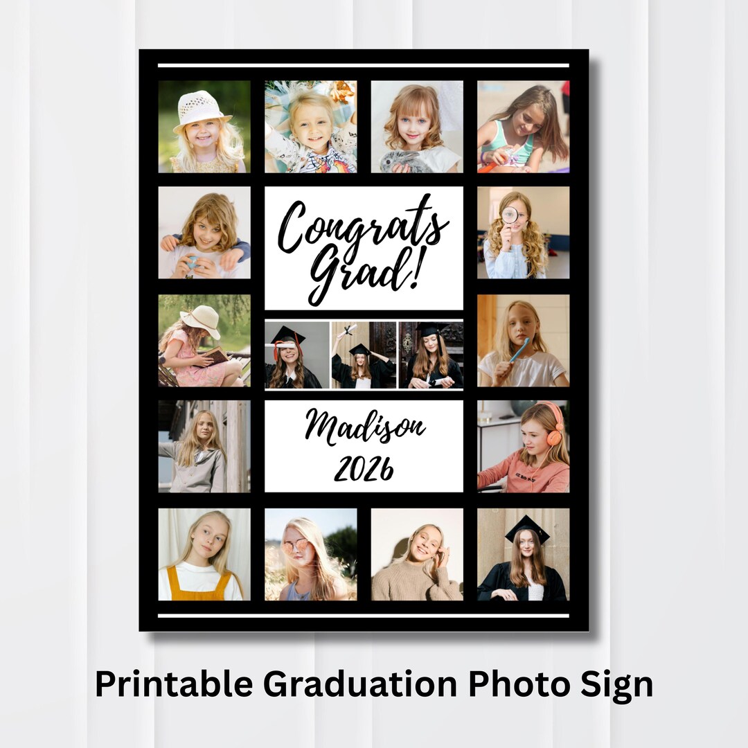 Graduation Photo Board Bundle Editable Canva Template + Printable 8 ...