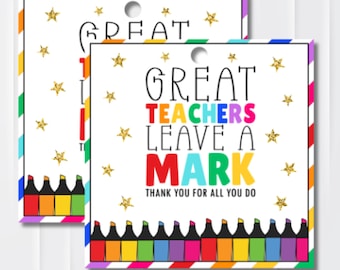 Lehrer Wertschätzung Geschenkanhänger | Marker Theme zum Ausdrucken (Digitaler Download)