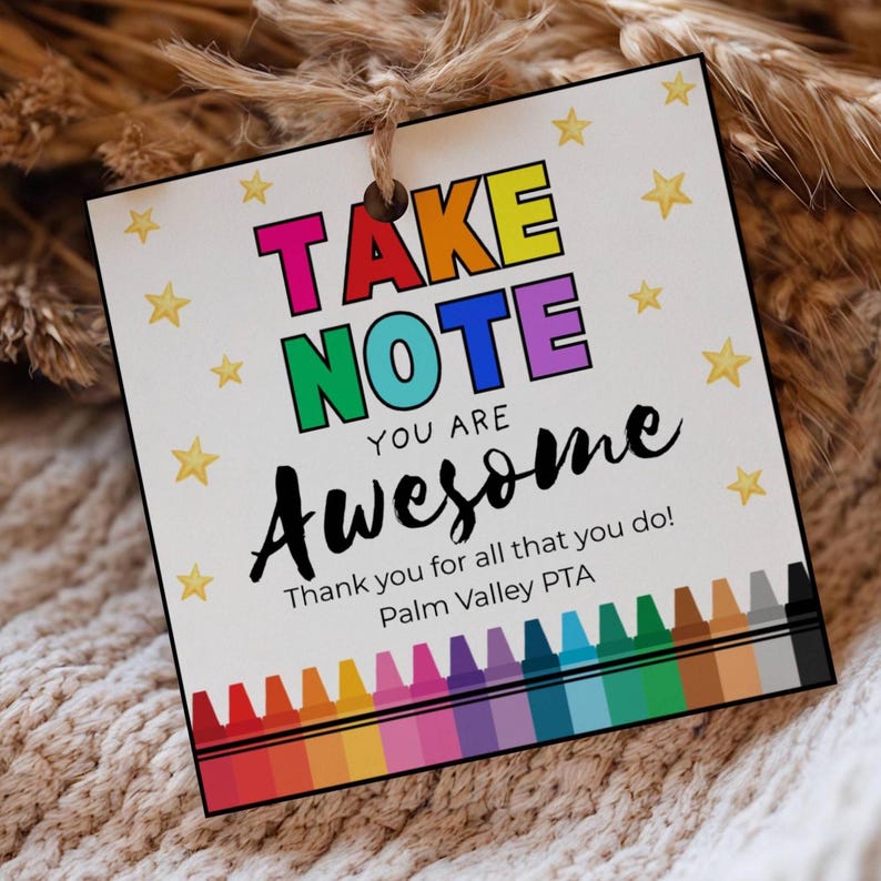 Take Note Teacher Appreciation Week Gift Tag (canva Template) - Etsy