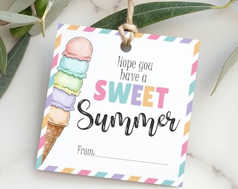 Etiqueta imprimible para regalo de helado de verano / Etiqueta para fiesta de fin de curso