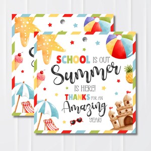 End of Year Teacher Gift Tag Summer Beach Printable Thank You Student ...