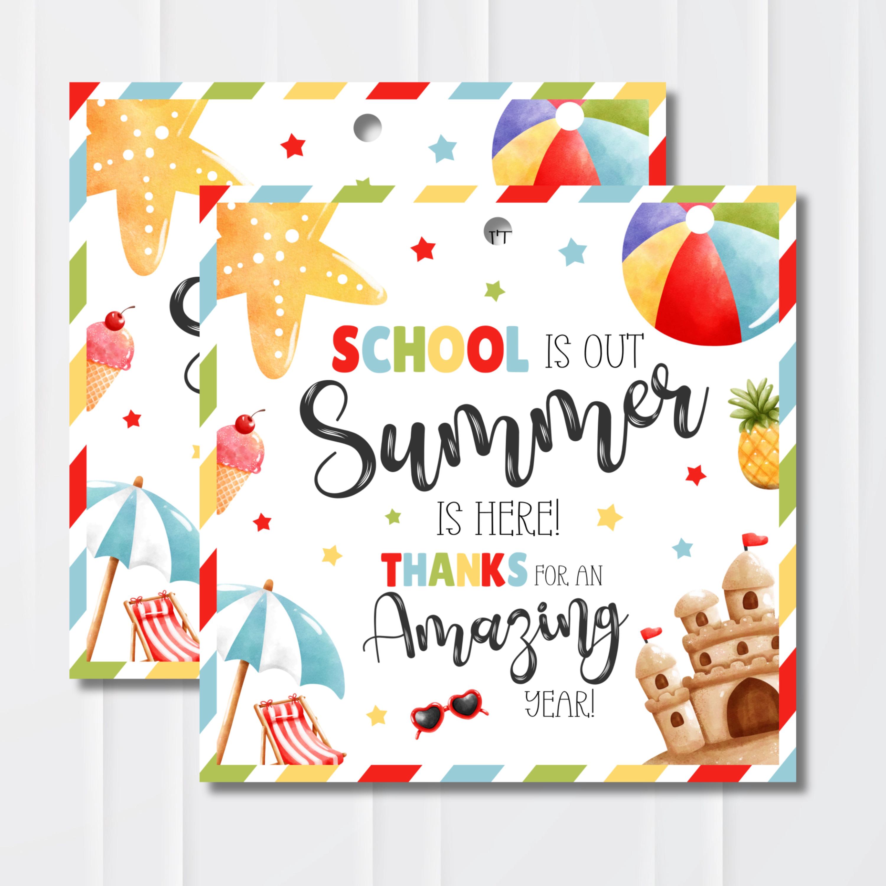 End of Year Teacher Gift Tag Summer Beach Printable Thank You Student ...