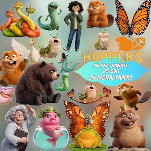 Słodkie Hoppers PNG, Pakiet Premium Clipart dla Dzieci z Projektem Sublimacji, Pobierz Postać z Kreskówek Mabel Beaver, Prezent z Filmu Pixara w formacie PNG
