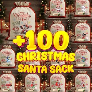 Jultomtesäck PNG-paket, personlig julsäck sublimering PNG, julklappspåsedesign, nedladdning av anpassad jultomtesäck