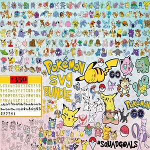 Pokemon SVG Bundle, Cute Pikachu Ash Birthday Shirt SVG, Charizard Bulbasaur Sublimation PNG, Layered Vector Cut File, Cricut Download