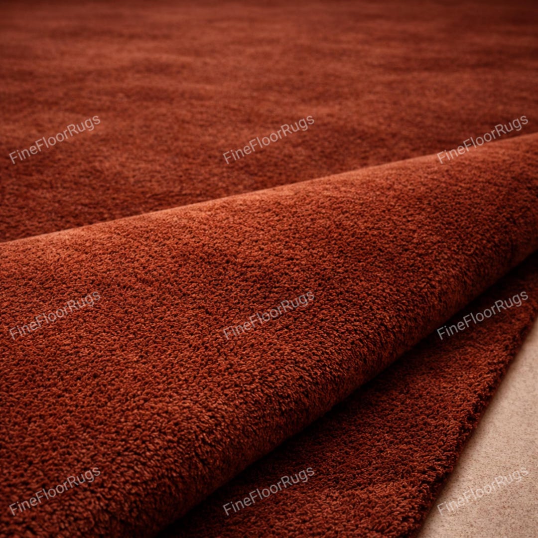 Hand Tiufted Rust Shag Area Rug – Plush Terracotta Brown Carpet, Thick ...