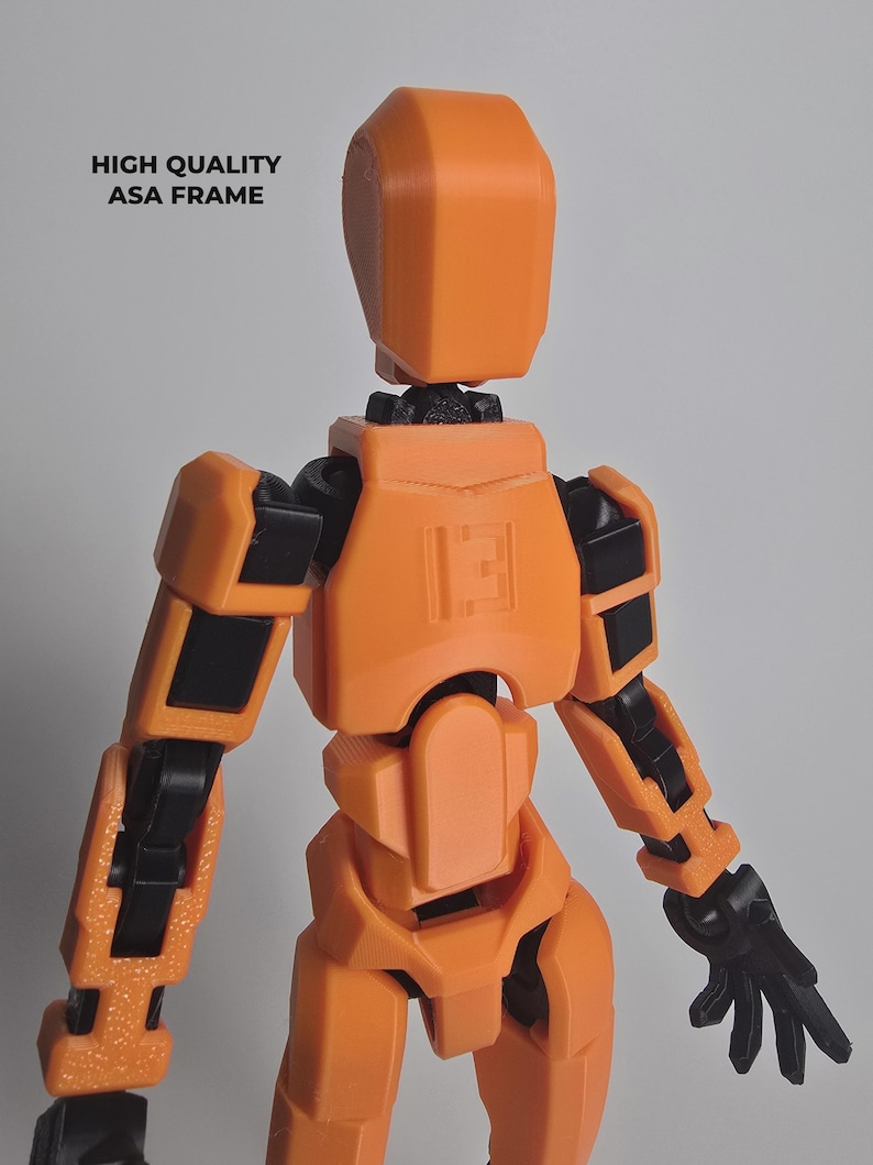 Macro detail of the reinforced ASA internal frame and shoulder joint. Engineered for high-tension durability and permanent poseability.