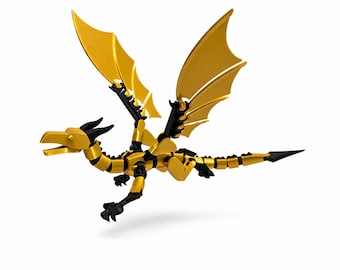 Articulated Dragon Figure, Posable 3D Printed Fantasy Toy