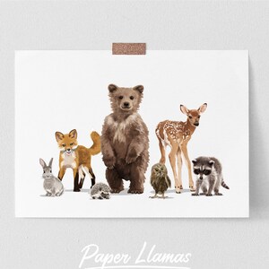 Woodland Animal Nursery Art Print: Forest Friends Parade (Digital Download)