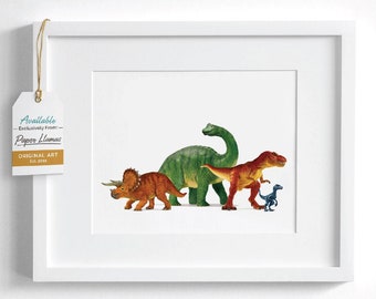 dino tricerotops, raptor, Tyrannosaurus Rex Dinosaur Nursery Art,  children's unframed print -  T-Rex Toddler Baby Room Artwork