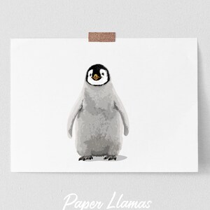 Baby-Pinguin - DRUCKBAR - schwarz-weißes Pinguin-Kinderzimmer-Kunstwerk - minimalistische Baby-Tier-Kunst - sofortiger digitaler Download horizontales Format
