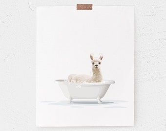 Children's bath art - PRINTABLE -  Llama Bubble Bath, Farmhouse Animal Art, Fun Whimsical Bathroom Wall Art Instant Download