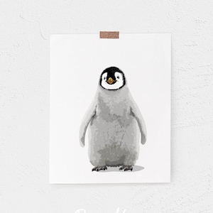 Baby-Pinguin - DRUCKBAR - schwarz-weißes Pinguin-Kinderzimmer-Kunstwerk - minimalistische Tierbaby-Kunst