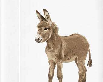 Baby donkey nursery art print, baby animal drawing - Desert burro Southwestern baby room artwork