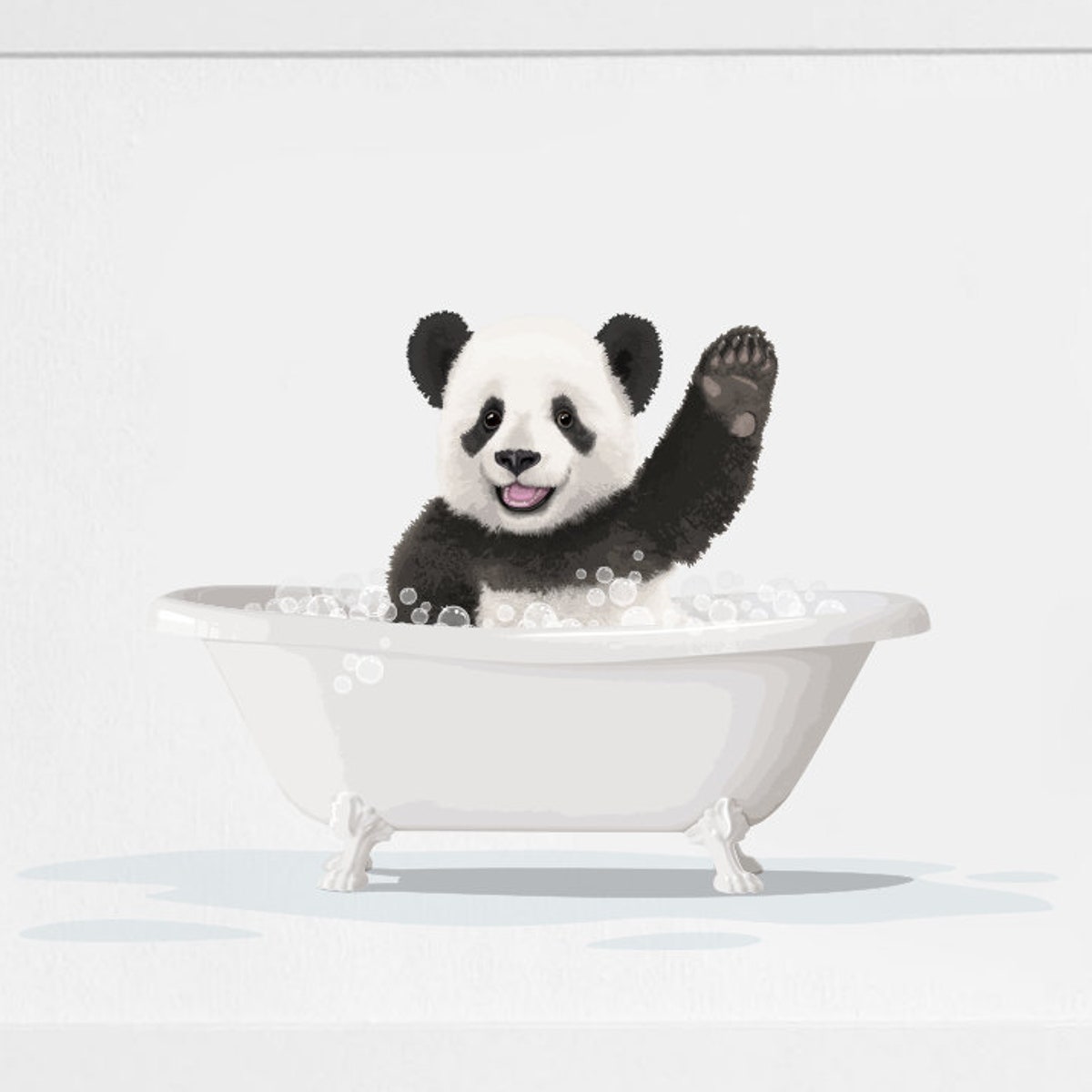 5x7 Panda Bubble Bath Art: Whimsical Bathroom Print - Etsy