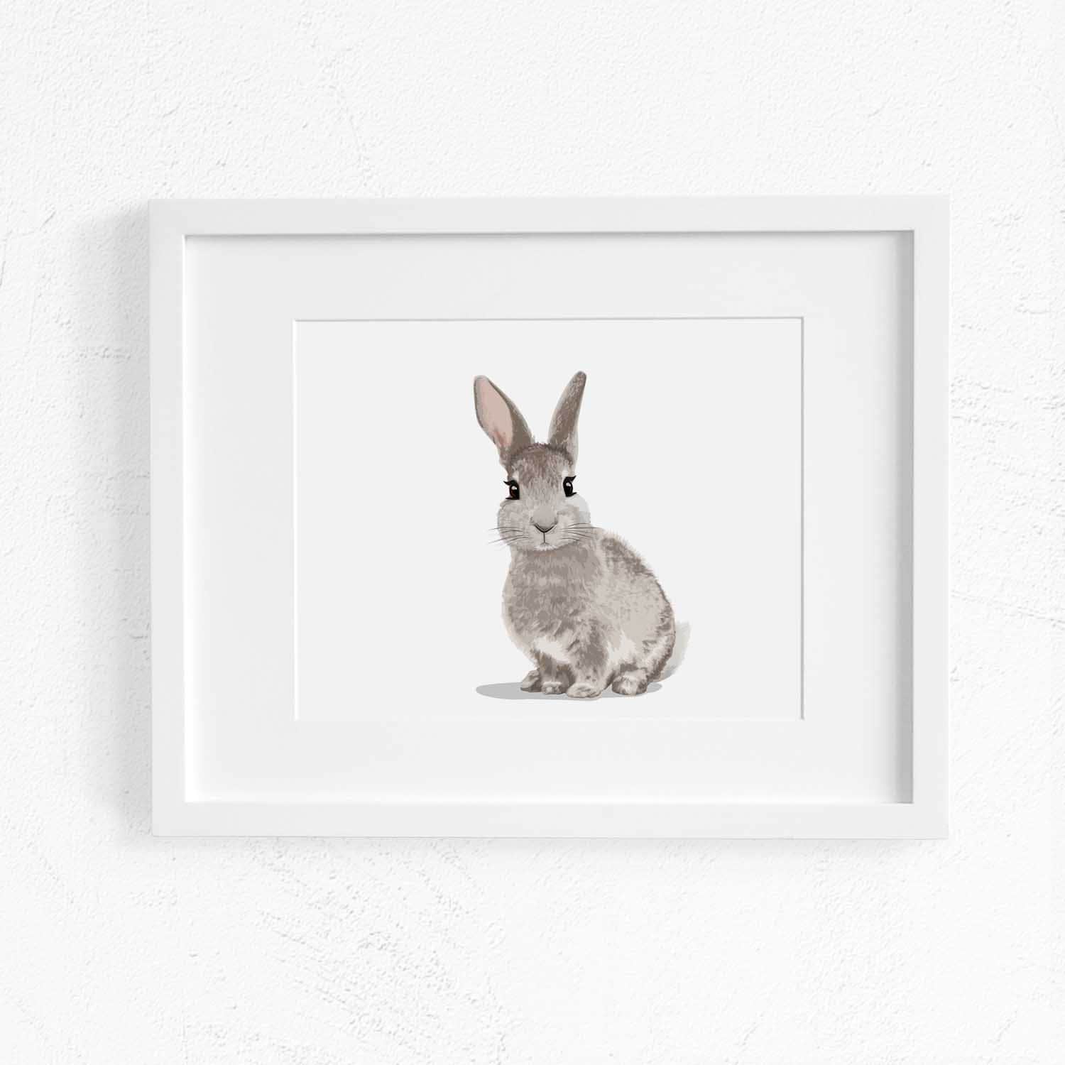 Baby Bunny Art - PRINTABLE - Bunny Nursery Artwork, Baby Bunny Woodland ...