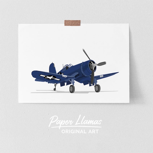 Boys plane art PRINTABLE - Cosair - Navy Airplane nursery art for toddler boy rooms decor