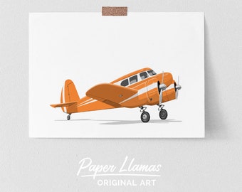 Retro airplane art prints for boys -Electra Airplane PRINTABLE - instant download plane drawing