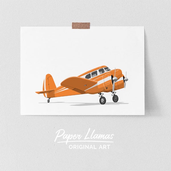 Retro airplane art prints for boys -Electra Airplane PRINTABLE - instant download plane drawing