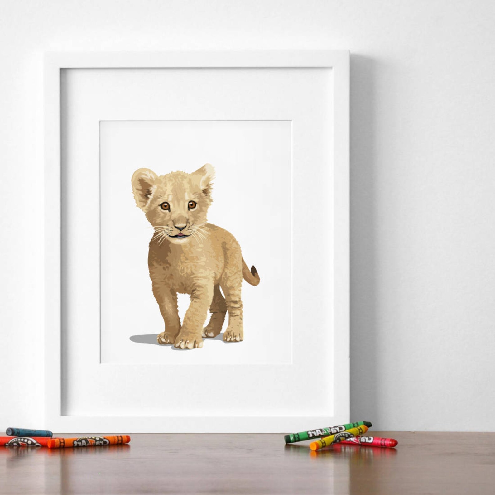 Lion Cub Nursery Art Print Jungle Baby Animal Artwork Etsy