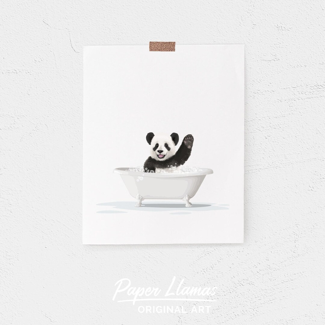Panda in Bathtub Art: Funny Kids Bathroom Decor (digital Download) - Etsy