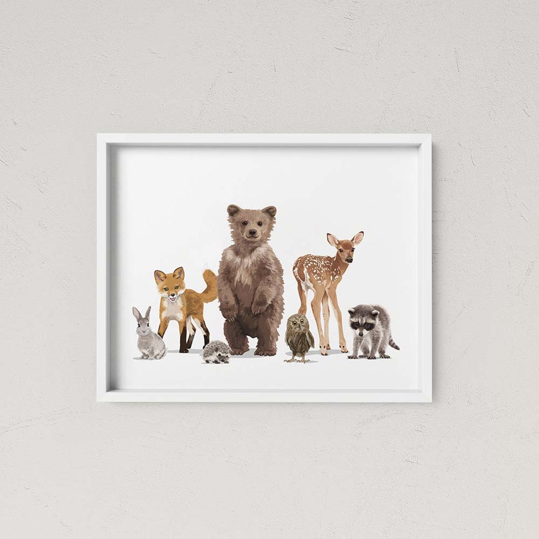 Woodland Nursery Art Print, Baby Animal Poster, Forest Animals ...