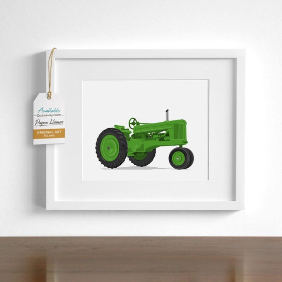 Toddler boy art - Vintage Tractor wall art print - pick your color - simple classic nursery art