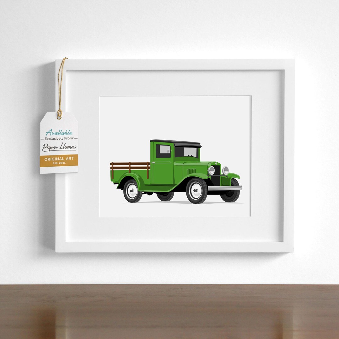 Boys Vintage Truck Wall Art Print Wood Bed Pickup Pick Etsy