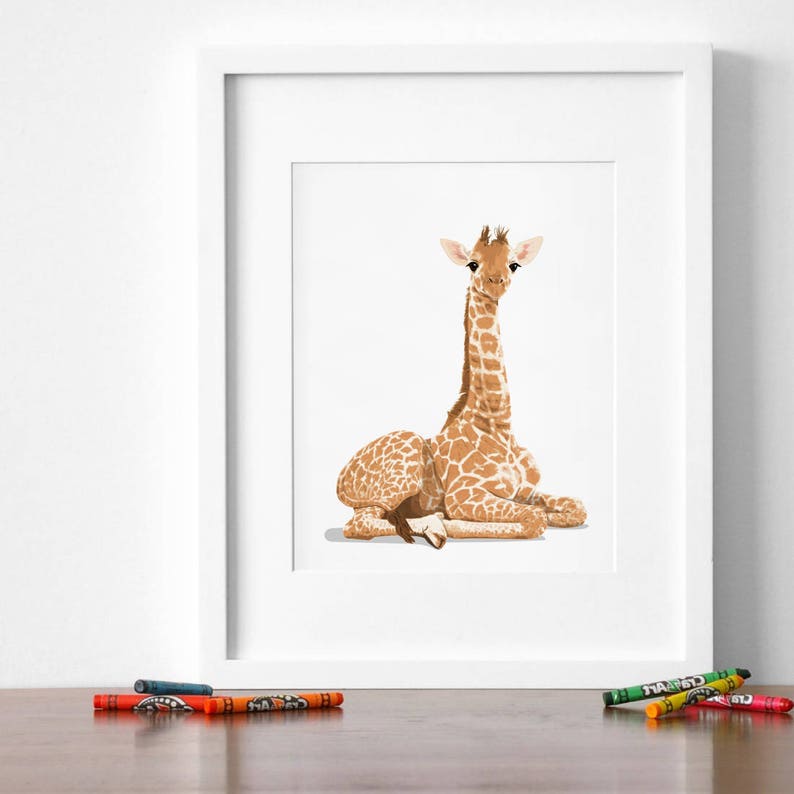 Baby Giraffe Nursery Art Print Baby Jungle Animal Artwork Etsy