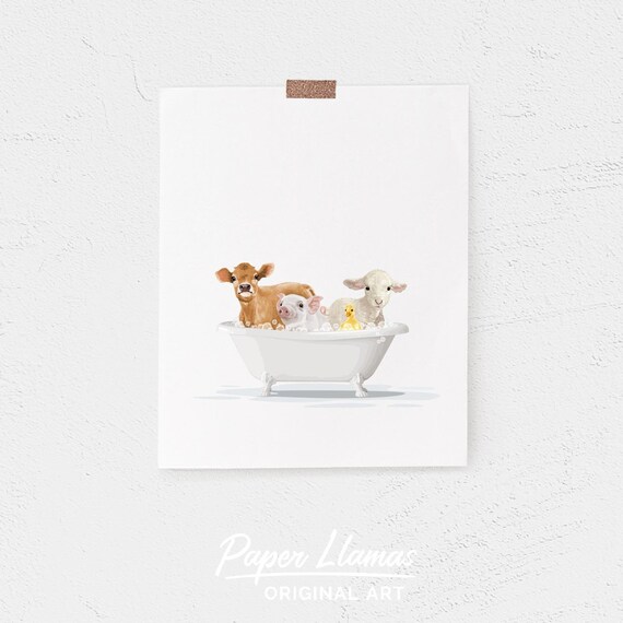 Farm Animals in a Bathtub PRINTABLE cow pig duck and Etsy
