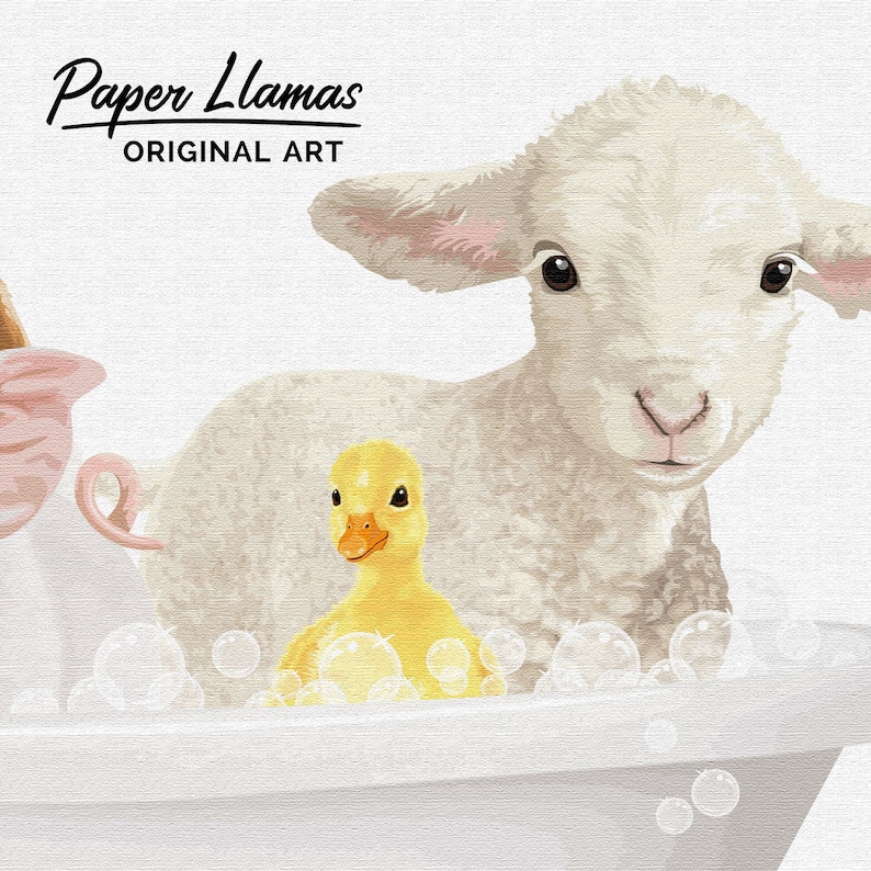 Farm Animals in a Bathtub cow pig duck and lamb taking a Etsy