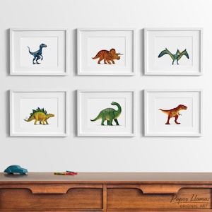 Triceratops Dinosaur Nursery Art, children's unframed print Bright orange Toddler Baby Room Artwork for boys or girls image 4