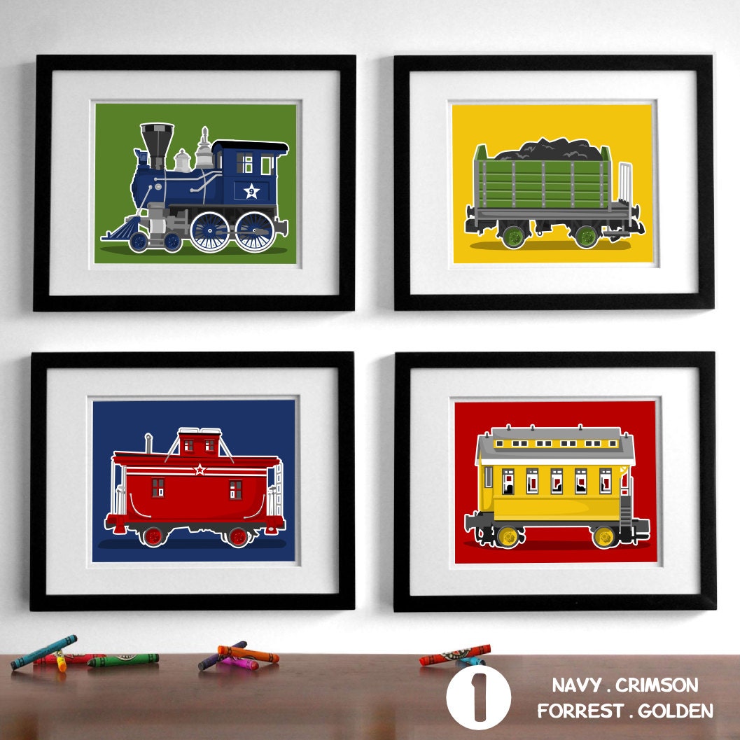 Train wall art transportation wall art prints boy's Etsy