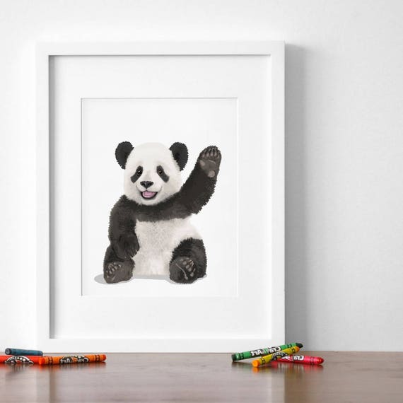 Baby Panda Nursery Art Print Jungle Animal Artwork Simple Etsy