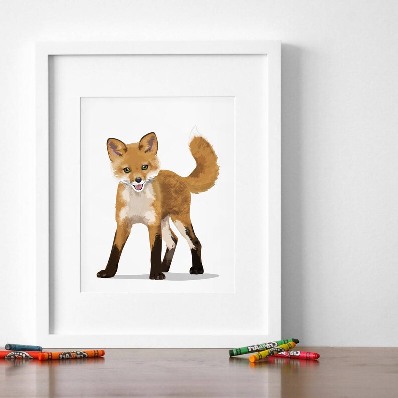 Woodland nursery art, baby animal art forest decor, set of six unframed prints adventure explorer camping art image 3